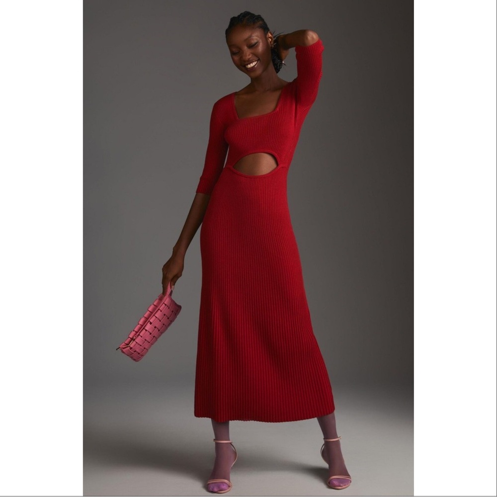 Anthropologie X Favorite Daughter‎ The Crush Dress Medium Red Midi Valentines